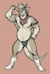 anthro belly biceps big_muscles boots bulge clothing cowboy cowboy_boots facial_hair footwear fur hair hat headgear headwear jockstrap kerchief looking_at_viewer male muscular muscular_anthro muscular_male nipples pecs shoes slightly_chubby smile solo stripper tattoo underwear luxordtimet_(artist) yasano ozzy_fitch kangaroo macropod mammal marsupial