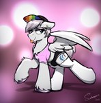 bulge clothing cutie_mark feral fur hat headgear headwear male smile solo tongue tongue_out wings selenophile hasbro my_little_pony mythology fan_character equid equine mammal mythological_creature mythological_equine pegasus 2021 absurd_res hi_res signature