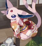 2024 :3 ambiguous_gender clothed clothed_feral clothing eeveelution espeon feral forked_tail fur generation_2_pokemon light_body light_ears light_fur light_tail multicolored_clothing nagasaki_wonderful_polyester nintendo pink_body pink_ears pink_fur pink_tail pokemon pokemon_(species) quadruped shadow solo tail unusual_anatomy unusual_tail