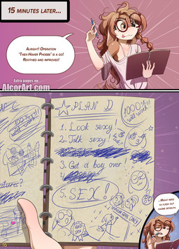 anthro black_nose bra bra_peek braces clothed clothing dialogue eyebrows eyelashes eyewear female fingers glasses hair holding_object lisp on_model oversized_clothing oversized_topwear pen_(object) solo speech_bubble speech_impediment text tongue topwear underwear alcorart conditional_dnp phoebe_(alcorart) bird_dog canid canine canis domestic_dog hunting_dog mammal spaniel 2025 comic digital_media_(artwork) english_text hi_res url