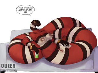 2_clitorises anthro apode big_breasts bodily_fluids bracelet breasts clitoris diclitorism female furniture genitals gold_(metal) gold_bracelet gold_jewelry humanoid_genitalia humanoid_vulva jewelry lactating legless long_tail looking_at_viewer milk multi_clitoris multi_genitalia nipple_piercing nipple_ring nipples non-mammal_breasts non-mammal_nipples on_sofa piercing ring_piercing serpentine slightly_chubby slightly_chubby_anthro slightly_chubby_female sofa solo tail vulva espectro111222 colubrid draconcopode kingsnake lampropeltini milk_snake naga reptile scalie snake 4:3