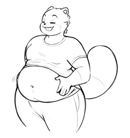 anthro belly belly_squeeze belly_squish clothed clothing clothing_lift eyes_closed male moobs navel overweight overweight_male shirt shirt_lift slightly_chubby slightly_chubby_anthro slightly_chubby_male smile smug_grin solo squish topwear digitalpelican joey_(digitalpelican) canid canine mammal raccoon_dog tanuki monochrome
