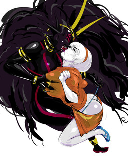 accessory big_breasts black_body black_skin blue_g-string bodily_fluids bodysuit breast_grab breasts clothed clothing curly_hair duo ear_fins exposed_butt eyes_closed female female/female fin forced forced_kiss french_kissing g-string g-string_pull genital_fluids god_tier gold_(metal) gold_jewelry hair hand_on_breast headband horn jewelry kinky_hair kissing knee_between_legs larger_female larger_humanoid partially_clothed piercing saliva simple_background size_difference skinsuit smaller_female smaller_human struggling tight_clothing underwear vaginal_fluids white_background lysanthum homestuck ms_paint_adventures her_imperious_condescension rose_lalonde alien human humanoid mammal troll_(homestuck) absurd_res hi_res