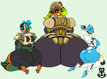 armor back_boob big_breasts big_butt breasts butt comparing crossgender emoji female group happy hologram horn huge_butt looking_back machine medium_breasts not_furry size_difference thick_thighs wide_hips christomwow blizzard_entertainment overwatch bastion_(overwatch) echo_(overwatch) orisa_(overwatch) humanoid omnic robot absurd_res hi_res