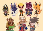 anthro asian_clothing bottomwear brown_body brown_fur chibi clothing east_asian_clothing eyes_closed eyewear fundoshi fur group horn japanese_clothing male pants robe scar shirt simple_background slightly_chubby sunglasses topwear underwear weapon white_clothing white_fundoshi white_underwear accidhunny animal_crossing lifewonders nintendo tokyo_afterschool_summoners gyobu's_underlings gyobu_(tas) marchosias_(tas) shino_(tas) suzuka_(tas) tetsuox_(tas) tetsuya_(tas) canid canine canis domestic_cat domestic_dog felid feline felis human lagomorph leporid mammal rabbit raccoon_dog suid suina sus_(pig) tanuki wild_boar wolf 2020 absurd_res hi_res