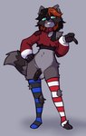 3_toes 5_fingers anthro balls biped black_hair black_penis bottomless bottomless_anthro bottomless_male brown_hair clenched_teeth clothed clothed_anthro clothed_male clothing countershade_torso countershading eyebrow_through_hair eyebrows feet fingerpads fingers footwear front_view fur genitals green_eyes grey_body grey_fur grey_tail hair legwear looking_at_viewer male markings multicolored_hair navel no_underwear notched_ear partially_clothed partially_clothed_anthro partially_clothed_male pattern_clothing pattern_footwear pattern_legwear pattern_socks pattern_thigh_highs pattern_thigh_socks pawpads penis ring_(marking) ringed_tail simple_background smile socks solo standing striped_clothing striped_footwear striped_legwear striped_markings striped_socks striped_tail striped_thigh_highs striped_thigh_socks stripes tail tail_markings teeth thigh_highs thigh_socks toes topwear torn_clothing torn_footwear torn_socks translucent translucent_hair mewgle north_(mewgle) mammal procyonid raccoon 2025 digital_media_(artwork) hi_res