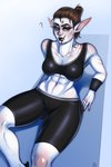 abs bra clothing female long_ears muscular muscular_female pose scar solo sports_bra sportswear tattoo underwear stronkfurry humanoid mary_(disambiguation) 2:3 absurd_res hi_res pinup sketch