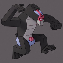 abstract_art anthro balls blue_balls cubism flaccid genitals glans low_poly male penis pink_glans pink_penis polygonal_body short_penis simple_background small_penis solo ravuer haplorhine mammal mandrill monkey old_world_monkey primate 1:1 hi_res