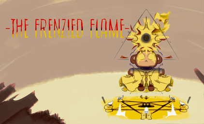anthro candle clothing frenzied_flame frenzy_flame glowing glowing_eyes male occult_symbol pentagram shirt solo symbol topwear tunic unknown_artist cult_of_the_lamb elden_ring fromsoftware massive_monster_(studio) haplorhine mammal monkey primate