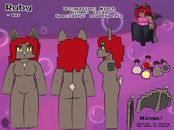 anthro breasts brown_body brown_fur featureless_breasts featureless_crotch featureless_feet featureless_hands feet female freckles fur hair magic_user nude potion potion_bottle pupils red_hair slit_pupils solo square_(anatomy) tail tail_tuft text tuft wings witch conditional_dnp grinn3r microsoft minecraft mojang xbox_game_studios mistress_ruby bat leaf-nosed_bat mammal microbat vampire_bat yangochiropteran 2020 4:3 english_text model_sheet