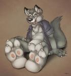 3_toes anthro canine clothing ears_up foot_focus mammal multi-colored_body piercing provocative shirt smile solo teaselbone teaselbone_(character)
Rating: Safe
Score: 7
User: camelot
Date: January 21, 2014