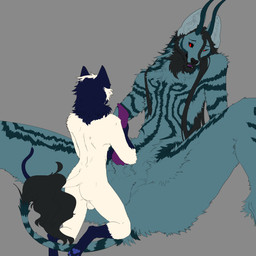 animal_genitalia animal_penis anthro balls canine_genitalia canine_penis duo genitals handjob knot knotted_penis male male/male markings masturbation penile penis sex size_difference small_top_big_bottom tattoo fish-ears cronus_(fish-ears) erin_(fish-ears) canid canine domestic_cat felid feline felis hybrid mammal maned_wolf siamese_cat 1:1 absurd_res hi_res