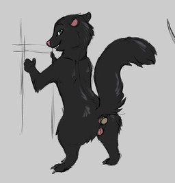 animal_genitalia animal_vulva anthro anus black_body black_fur butt buttplug claws cork cork_in_butt ears_back female fluffy fluffy_tail fur genitals green_eyes grin improvised_sex_toy looking_back object_in_ass pink_nose pivoted_ears plug_(sex_toy) presenting presenting_hindquarters rear_view sex_toy smile solo tail toe_claws vulva folvondusque dreamworks over_the_hedge stella_(over_the_hedge) mammal mephitid skunk hi_res