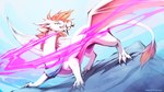 ambiguous_gender blue_eyes claws feral horn membrane_(anatomy) membranous_wings orange_eyes solo standing tail wings neotheta mythology aetherwake_(aetherwake) dragon mythological_creature mythological_scalie scalie 16:9 2022 digital_media_(artwork) hi_res widescreen