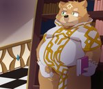 anthro balls belly big_belly book bookshelf clothed clothing erection furniture genitals green_eyes humanoid_genitalia humanoid_hands humanoid_penis kemono male masturbation overweight overweight_male penis solo young young_anthro dipo_(artist) crave_saga gabu_(crave_saga) bear mammal 2023 absurd_res hi_res