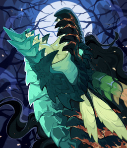 ambiguous_form ambiguous_gender blue_body blue_eyes blue_scales horn moon night open_mouth outside plant ridged_horn scales side_view solo teeth tree corzh77 mythology dragon mythological_creature mythological_scalie scalie hi_res