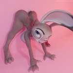 anthro ass_up big_breasts breasts butt female fur grey_body grey_fur huge_breasts nude pink_nose purple_eyes scut_tail short_tail solo tail thick_thighs orangeshoelaces disney zootopia judy_hopps lagomorph leporid mammal rabbit 1:1 3d_(artwork) blender_(artwork) digital_media_(artwork) hi_res