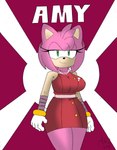 amy_rose anthro bandage bandaged_arm breasts clothed clothing english_text eulipotyphlan female gloves green_eyes handwear hedgehog hi_res mammal pink_body sega solo sonic_boom sonic_the_hedgehog_(series) superbunnygt tagme text