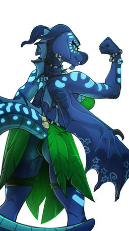 anthro biceps biped blue_body bottomwear breasts butt clothed clothing clothing_lift female female_anthro horn jewelry leaf_clothing looking_back markings medium_breasts muscular muscular_female panties partially_clothed raised_tail scales skirt skirt_lift solo standing tail underwear upskirt ventral_scales conditional_dnp shido-tara mythology wings_of_fire tsunami_(wof) dragon mythological_creature mythological_scalie scalie seawing_(wof) hi_res
