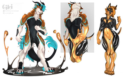 animal_genitalia anthro balls blush bound breasts claws digitigrade encasement female fully_sheathed gender_transformation genitals goo_transformation horn latex latex_transformation male mtf_transformation sheath smile solo species_transformation tail thick_thighs transformation vulva wide_hips giki mythology canid canine canis dobermann domestic_dog dragon living_latex mammal mythological_creature mythological_scalie pinscher scalie wingless_dragon hi_res