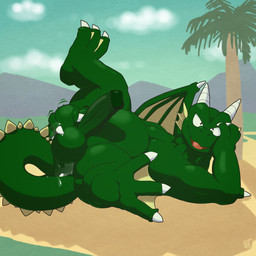 3_toes anal anal_fluids anal_masturbation anal_penetration autopenetration ball_squeeze balls beach belly big_balls big_belly big_penis black_eyes bodily_fluids cloud erection feet foreskin genitals green_balls green_body green_scales hand_on_head horn humanoid_genitalia humanoid_penis looking_at_viewer lying male masturbation membrane_(anatomy) non-mammal_balls nude on_side outside penetration penis plant presenting presenting_penis scales seaside solo spread_legs spreading tail tail_fetish tail_in_ass tail_in_own_ass tail_insertion tail_masturbation tail_play toes tree webbed_feet wings argon_vile dragon_ball european_mythology mythology toei_animation cymbal_(dragon_ball) dragon mythological_creature mythological_scalie scaled_dragon scalie western_dragon winged_dragon 1:1 2019 hi_res signature