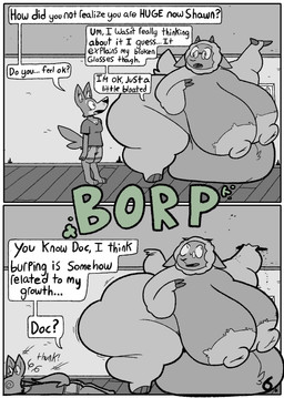 anthro areola belly_dragging belly_tuft big_areola big_breasts big_nipples blotchy_areola breasts burping dialogue duo eyelashes eyewear glasses growth hooves horn huge_areola huge_breasts huge_nipples long_eyelashes macro male motion_lines nipple_dip nipples nude_anthro nude_male obese obese_anthro obese_male overweight overweight_anthro overweight_male speech_bubble text tuft wearing_glasses weight_gain living_lupis doc_(living_lupis) shawn_(living_lupis) bovid canid canine canis caprine mammal sheep wolf 2025 absurd_res black_and_white comic english_text hi_res monochrome