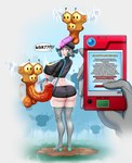 absurd_res arthropod balls bee big_breasts big_penis blush breasts butt clothed clothed_female clothing combee condom dialogue english_text erection female generation_4_pokemon genitals grunt_(pokemon) hat headgear headwear hi_res holding_object holding_pokedex human hymenopteran insect looking_back mammal maruzyrukun nintendo open_mouth penis pokedex pokemon pokemon_(species) rainbow_rocket_grunt sexual_barrier_device shoulder_bag smile speech_bubble surprise surprised_expression team_rainbow_rocket team_rocket text wearing_condom