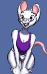 albino anthro bald breasts buckteeth clothing eyewear female fur glasses panties pink_clothing pink_eyes pink_panties pink_underwear purple_clothing shirt simple_background slim small_breasts smile solo tail tank_top teeth thick_tail topwear underwear white_body white_fur bazza smekbo olga_hulhova mammal mouse murid murine rodent 9:14 sketch