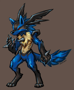 blue_fur brown_background canine chest_spike fur jackal lucario mammal mootdam nintendo plain_background plantigrade pokémon red_eyes video_games
Rating: Safe
Score: 3
User: SYphonkedo
Date: April 20, 2014