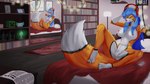 anthro breasts female fur genitals hair nipples nude pussy smile solo white_body yukkooart rena_(yukkooart) canid canine fox mammal absurd_res digital_media_(artwork) hi_res