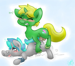 anal anal_penetration balls blue_eyes blush bodily_fluids bracelet clothing cum cum_in_ass cum_inside cutie_mark duo erection eyes_closed feral feral_on_feral feral_penetrated feral_penetrating feral_penetrating_feral freckles from_behind_position fur genital_fluids genitals hair heart_symbol horn jewelry long_hair male male/male male_penetrated male_penetrating male_penetrating_male multicolored_hair open_mouth orgasm penetration penile penile_penetration penis penis_in_ass sex simple_background standing teeth text tongue tongue_out white_background backsash hasbro my_little_pony mythology fan_character equid equine mammal mythological_creature mythological_equine unicorn 2013 english_text