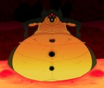 3_eyes anthro belly big_belly bubble glowing glowing_eyes horn lava lava_bath lava_pool looking_at_viewer macro male multi_eye obese overweight overweight_male red_eyes relaxing solo underground reagan700 metroid nintendo kraid alien absurd_res hi_res