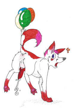 4_toes anus attached_to_balloon backsack balloon balloon_support balls black_nose blush bodily_fluids butt claws cum cumshot ejaculation erection feet feral fur genital_fluids genitals hair hanging_from_balloon hindpaw inflatable inflatable_support looking_back male on_fore_legs open_mouth orgasm pawpads paws penis quadruped raised_tail simple_background solo tail teeth toes tongue white_background white_body white_fur backsash sash_(backsash) canid canine canis domestic_dog husky mammal nordic_sled_dog spitz hi_res