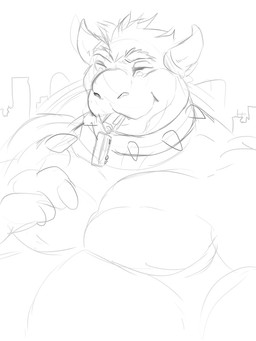 anthro belly big_belly collar fangs front_view hair horn macro male mouth_closed muscular muscular_anthro muscular_male narrowed_eyes nude object_vore outside overweight overweight_anthro overweight_male pecs short_hair solo spiked_collar spikes teeth vore solaxe_(artist) mario_bros nintendo bowser dragon_koopa koopa scalie 3:4 monochrome sketch