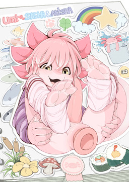 anal anal_penetration animal_genitalia animal_penis anthro anus buttplug cetacean_genitalia cetacean_penis clothed clothing erection feet flippers foot_fetish footwear front_view gaping gaping_anus genital_slit genitals hair hand_on_butt journal long_socks male masturbation membrane_(anatomy) penetrable_plug penetrable_sex_toy penetrable_sex_toy_in_ass penetration penis pink_body plug_(sex_toy) raised_leg sex_toy smile socks solo sticker tapering_penis toeless_footwear toeless_socks toes toy toying_self webbed_feet yellow_eyes young young_male makioraku umi_(makioraku) amphibian aquatic axolotl mole_salamander salamander absurd_res hi_res