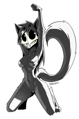 anthro black_body black_fur black_hair bone breasts breasts_apart female female_anthro fur hair long_hair medium_breasts navel nipple_tape pasties pussy_tape simple_background skull skull_head solo stretching tail tape thick_thighs white_background wide_hips gatonejo scp_foundation scp-1471-a canid canine demon malo mammal monster undead 2026 2:3 absurd_res digital_drawing_(artwork) digital_media_(artwork) hi_res signature