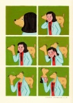 clothed clothing humor male mask necktie puppet smile surprise surrealism what what_has_art_done joan_cornella canid canine canis domestic_dog human mammal comic