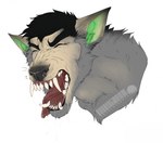 anthro eyes_closed fangs_bared growth male mid_transformation simple_background snout snout_growth solo tongue tongue_out transformation petplayer976 mythology canid canine canis human mammal mythological_canine mythological_creature were werecanid werecanine werewolf wolf bust_portrait portrait