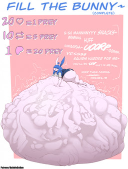 anthro belly big_belly big_butt butt digestion digestion_sequence fully_inside huge_belly huge_butt hyper hyper_belly male mass_vore multiple_prey solo unseen_prey vore weight_gain bubblebnnuy bubble_(bubblebnnuy) lagomorph leporid mammal rabbit hi_res