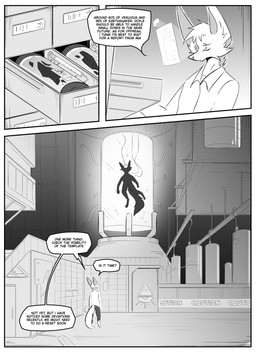 anthro clothed clothing dialogue duo inside male nude_anthro ocular_prosthetic prosthetic simple_background speech_bubble text kifyun2 anton_(undying_void) canid canine fox mammal absurd_res black_and_white comic hi_res monochrome