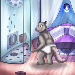 anthro big_butt butt clothing detailed_background grey_body inside male overweight overweight_male solo underwear berryb400 brok_the_investigator cowcat_games guard_(brok_the_investigator) mammal murid murine rat rodent 2026 animated