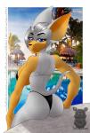 anthro back_side big_breasts bikini breasts butt clothed clothing female fur hair huge_breasts outside presenting presenting_hindquarters solo swimming_pool swimwear thick_thighs two-piece_swimsuit water wide_hipped_female wide_hips fredkakes sega sonic_the_hedgehog_(series) rouge_the_bat bat mammal 2017 absurd_res digital_media_(artwork) hi_res signature watermark