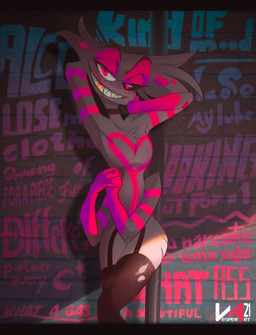 4_arms anthro chest_tuft clothing fur garter_straps gold_(metal) gold_tooth grin hand_behind_head hand_on_face leggings legwear looking_at_viewer male markings multi_arm multi_limb narrowed_eyes pink_markings pink_pupils pole pupils slit_pupils smile solo standing tuft white_body white_fur vesper_art hazbin_hotel hellaverse angel_dust arachnid arthropod demon spider 2021 absurd_res hi_res