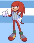 anthro argentina biped black_nose blue_background bottomless clothed clothing footwear front_view gloves half-closed_eyes handwear looking_at_viewer male narrowed_eyes purple_eyes red_body shoes simple_background smile soccer_uniform solo sportswear standing uniform serpi_lilo adidas sega sonic_the_hedgehog_(series) knuckles_the_echidna echidna mammal monotreme 2022 full-length_portrait hi_res portrait signature