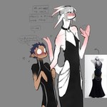 antennae_(anatomy) anthro bangs blush bulge chain clothing detailed_bulge dress duo forked_tail genital_outline humanoid_pointy_ears male penis_outline pointy_ears tail unusual_anatomy unusual_tail thecore34 hollow_hip_backless_chain_dress azra_(core34) ishmael_(core34) humanoid monster 1:1 absurd_res hi_res