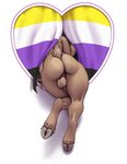2020 absurd_res anthro backsack balls big_butt bovid butt caprine faceless_character faceless_male femboy flag flag_(object) genitals goat heart_symbol hi_res jakethegoat jakethegoat_(character) lgbt_pride male mammal nonbinary_(lore) nonbinary_pride_colors penis pride_color_flag pride_colors pride_heart solo thick_thighs