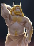 anthro arm_hair barazoku beard belly biceps big_muscles black_background blonde_hair body_hair chest_hair eyebrows facial_hair front_view fur hair hand_behind_head happy_trail horn huge_muscles long_hair looking_at_viewer male mature_anthro mature_male musclegut muscular muscular_anthro muscular_male narrowed_eyes navel nipples obliques pecs pubes simple_background solo standing towel towel_only tuft chonkyjohn undertale undertale_(series) asgore_dreemurr boss_monster_(undertale) bovid caprine goat mammal 2022 3:4 hi_res