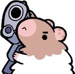 ambiguous_gender angry brown_body brown_fur brown_spots feral fur gun holding_object holding_weapon pink_ears pink_nose ranged_weapon simple_background solo spots weapon white_background white_body white_fur 90percentdenny delet_this pancake_(90percentdenny) cricetid hamster mammal rodent 2020 meme reaction_image