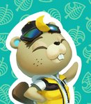 anthro backwards_baseball_cap backwards_hat baseball_cap buckteeth clothed clothing eyes_closed eyewear eyewear_on_head freckles fur green_background hat headgear headwear jacket leaf male round_ears simple_background smile solo sunglasses sunglasses_on_head teeth topwear vest nikogeyer animal_crossing nintendo c.j._(animal_crossing) beaver mammal rodent 2020 hi_res