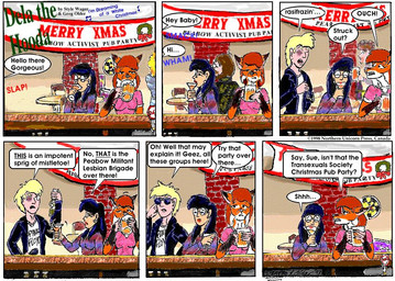 anthro beer_mug black_hair blonde_hair breasts brown_hair bruised bruised_eye clothed clothed_female clothed_male clothing cocktail_glass container cup dialogue dipstick_ears drinking_glass ear_markings ears_back eyes_closed eyewear female fur glass glass_container glass_cup glasses gloves_(marking) greeting group hair holidays jacket male markings multicolored_ears open_clothing open_jacket open_topwear orange_body orange_fur orange_hair pivoted_ears shirt sunglasses text topwear trio_focus style_wager christmas dela_the_hooda dela_aldershaw jake_mcross sue_chan_(dela_the_hooda) canid canine fox hooda human mammal 1998 comic english_text